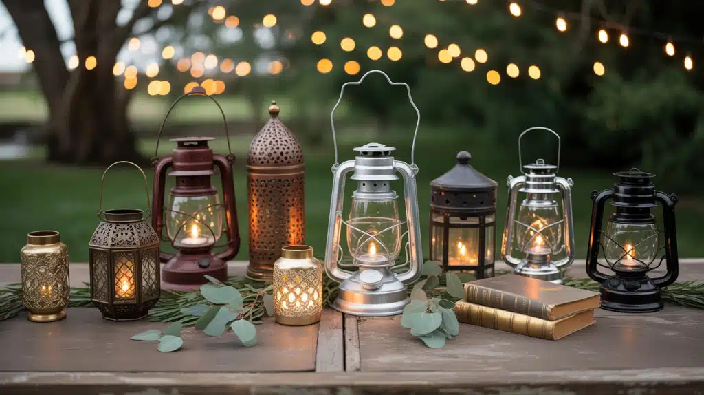 11. Vintage Lantern Collection with Tea Lights
