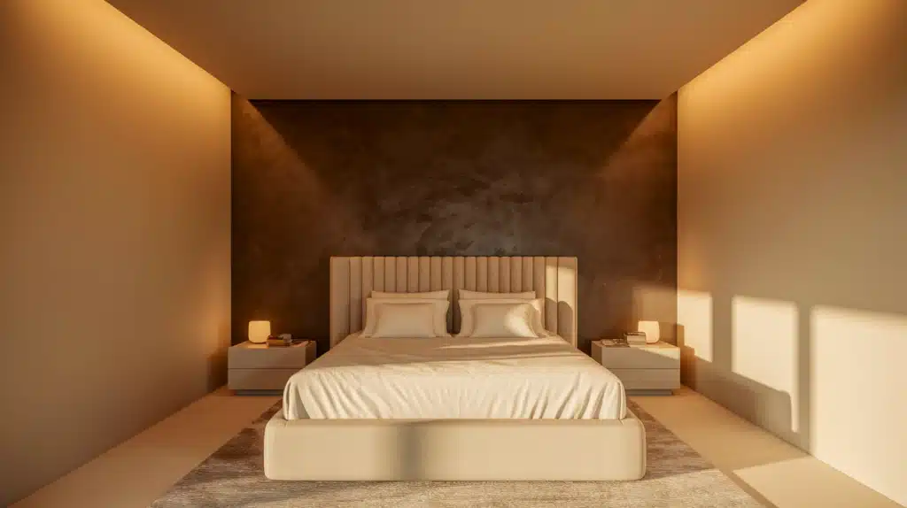 Accent Wall in Dark Taupe to Create Contrast