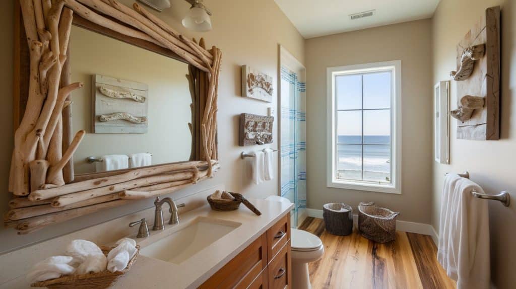 Driftwood or Natural Wood Art Pieces Hung on Walls