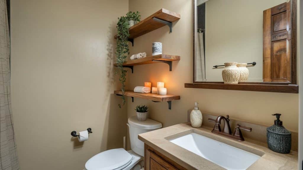 Floating Wooden Shelves to Display Plants or Toiletries