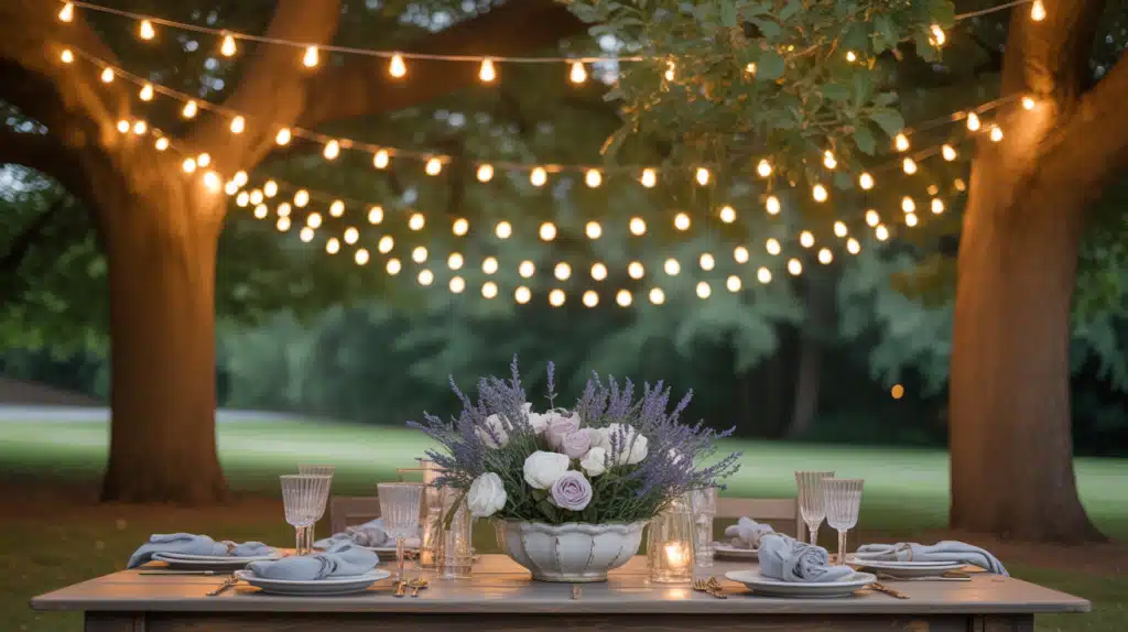 Hanging Overhead Decor with String Lights