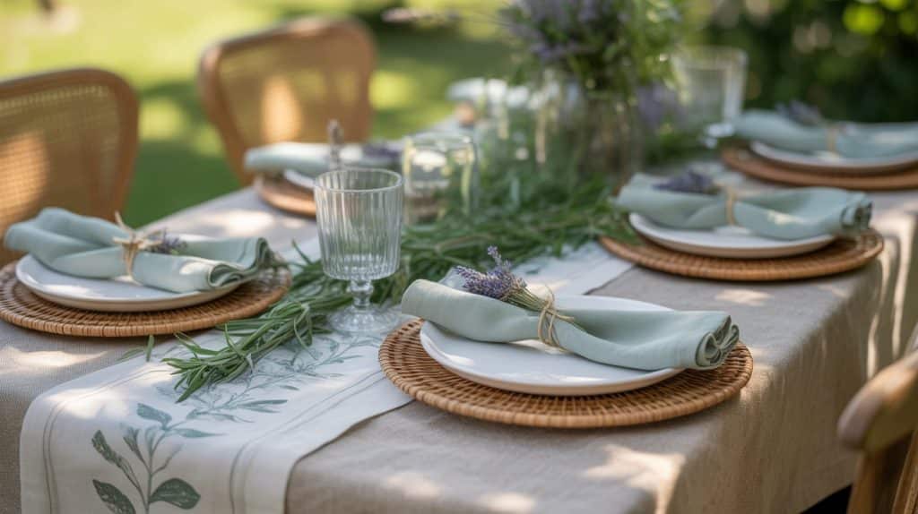 Layered Table Linens with Natural Elements