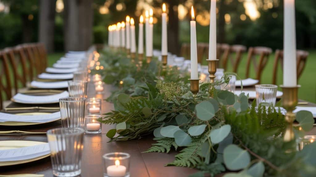 Lush Greenery Runners with Taper Candles