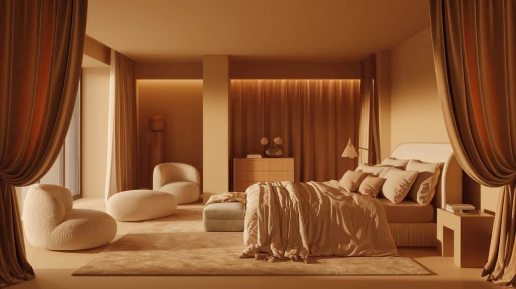 Monochromatic Beige Bedroom with Varied Shades