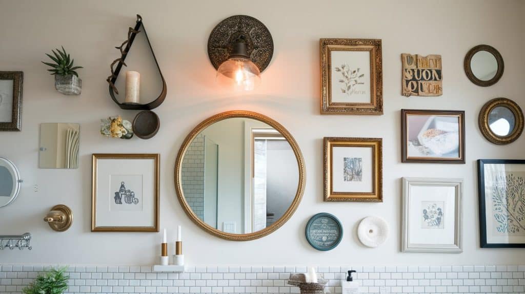 Simple Gallery Wall Combining Small Prints and Objects