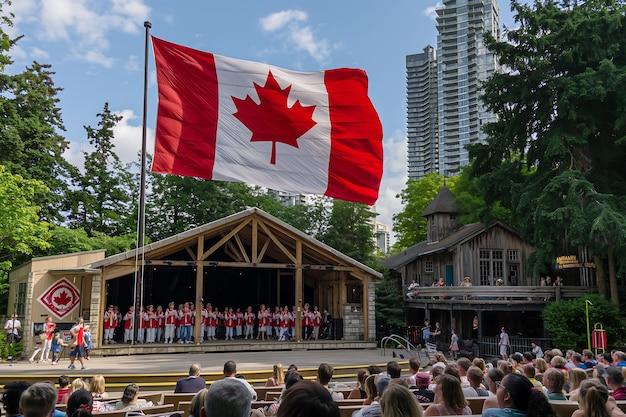 Canada day celebration with maple leaf symbol