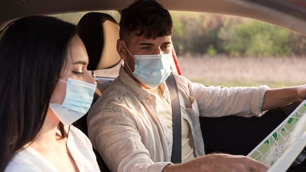 Close-up couple wearing medical masks