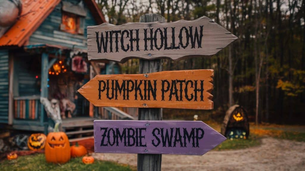 Directional Haunted House Signpost 