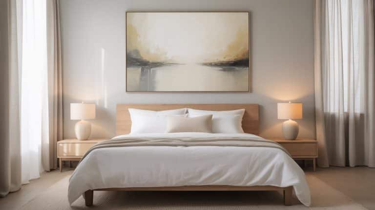 hanging art above bed