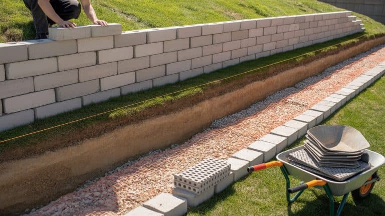 how to build a retaining wall on a steep slope
