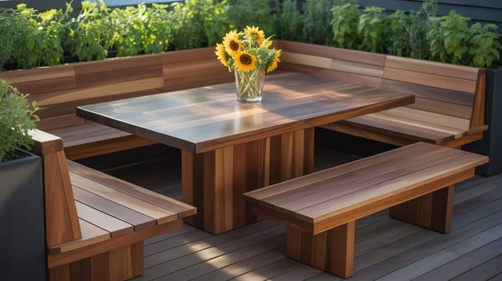 Bench with Built-in Dining Table