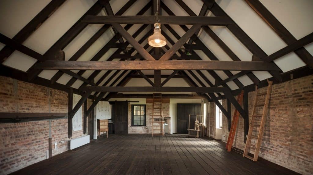 Dark Stained Wood Rafters