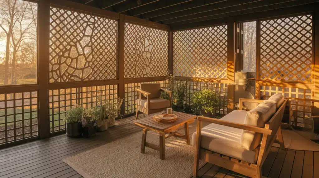 Eco-Friendly Screened Deck with Sustainable Materials
