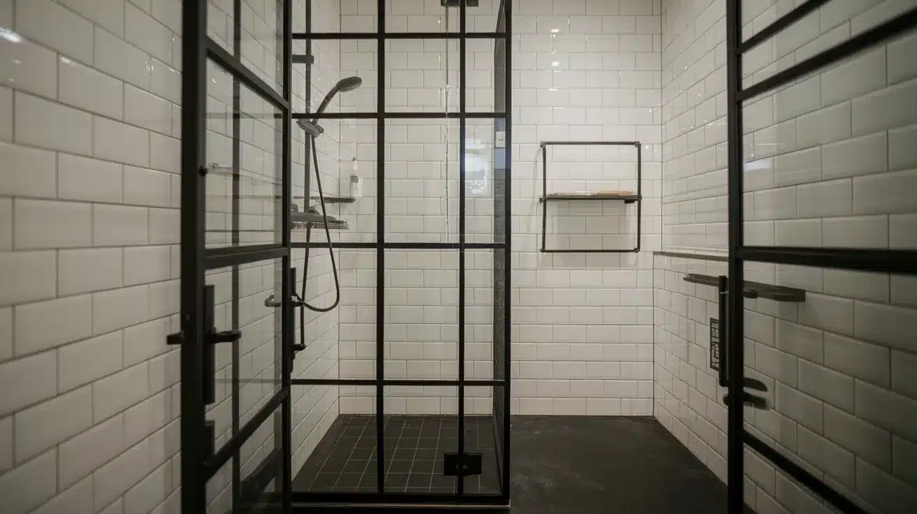 Glass_Shower_with_Black_Metal_Framing
