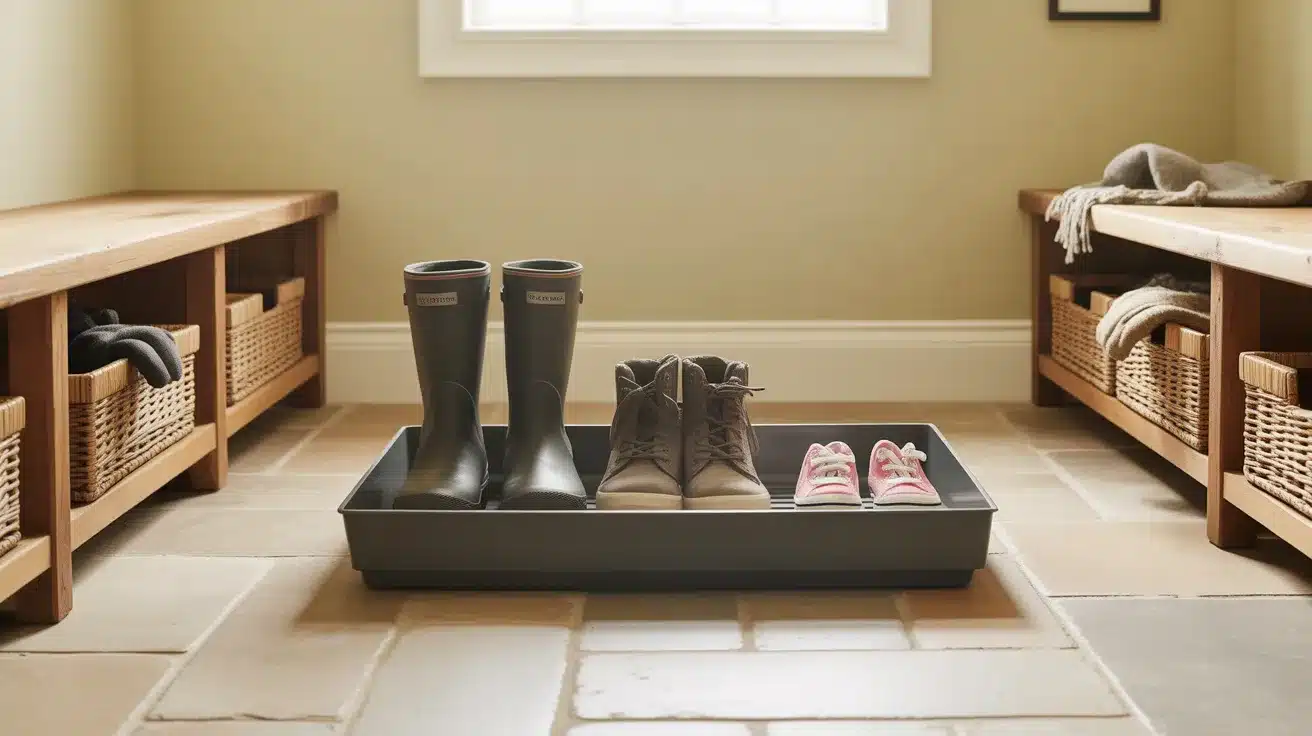Lay_Down_a_Waterproof_Boot_Tray_to_Contain_Mess