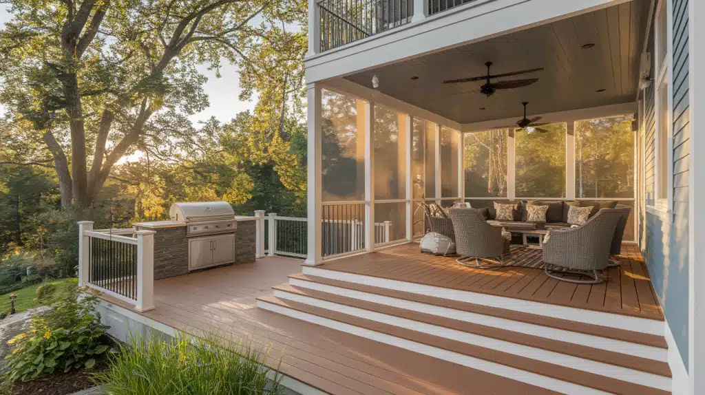 Multi-Level Deck with Screened Upper Lounge
