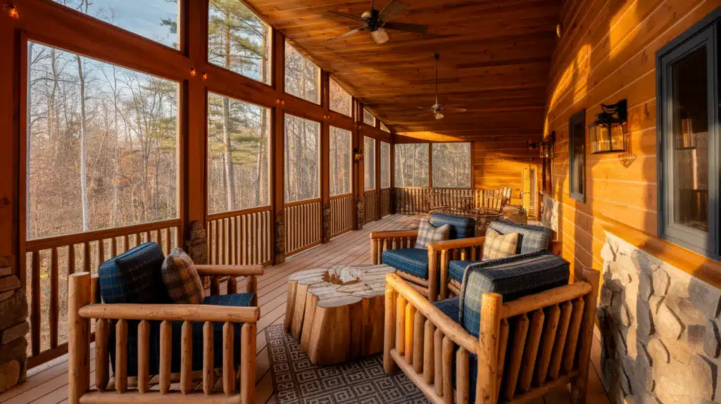 Rustic Cabin-Style Screened Deck