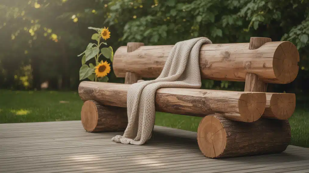 Rustic Log Bench
