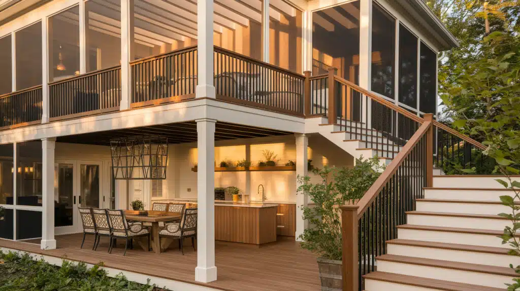 Two-Story Screened Deck with Balcony