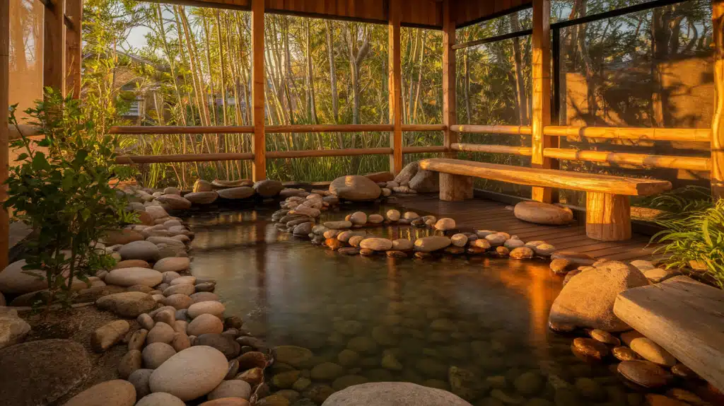 Zen Garden Screened Deck with Water Feature
