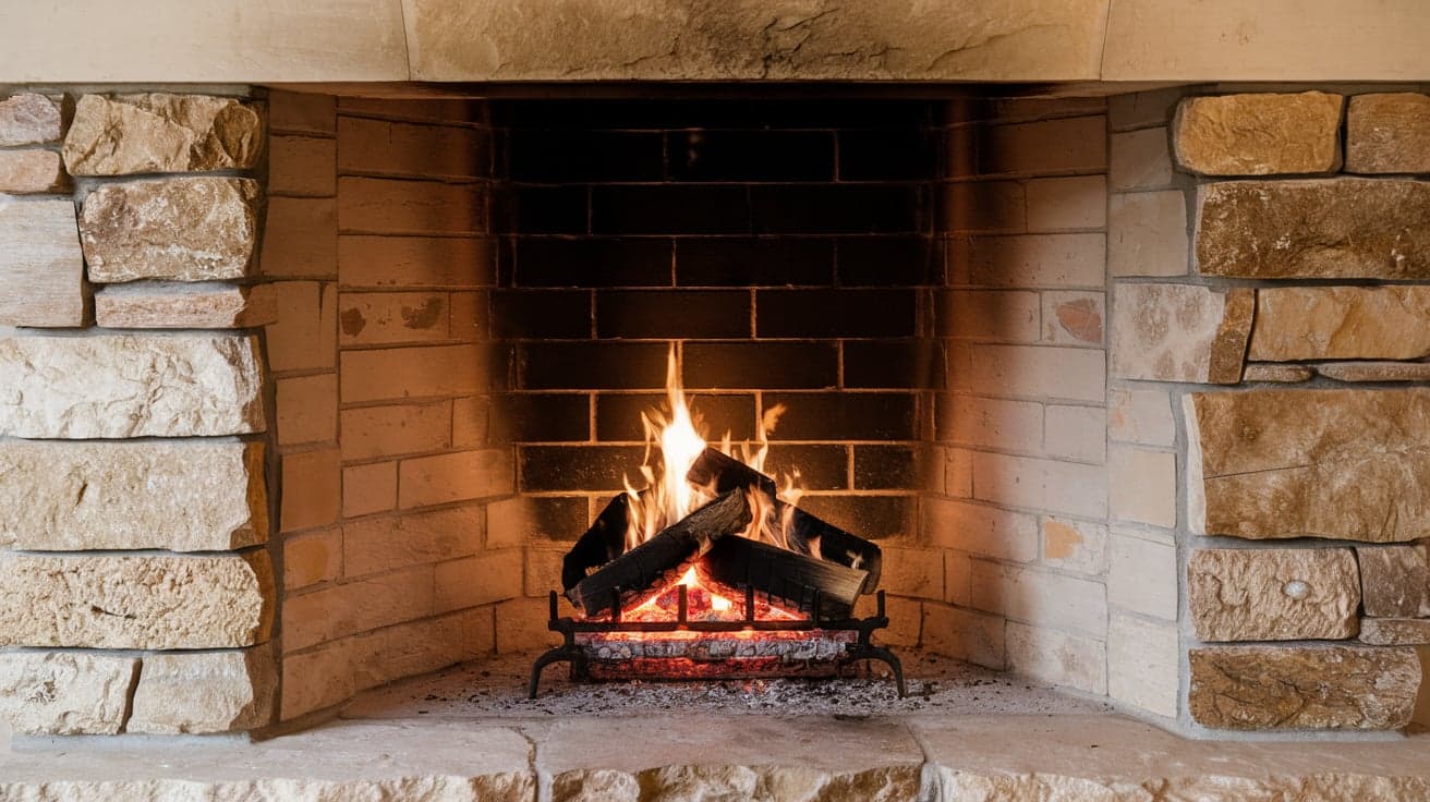 rustic stone fireplace