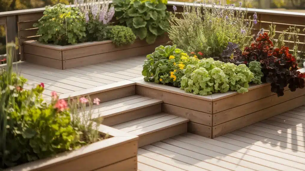 Deck Garden with Raised Planters