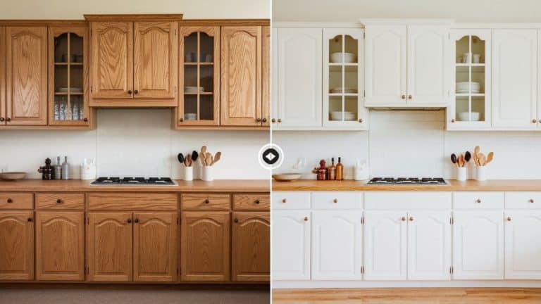 Painted Oak Kitchen Cabinets- Before vs. After