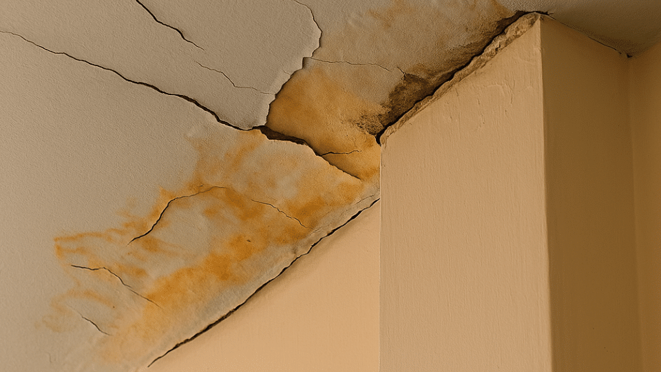 Water-Damaged Ceiling Cracks