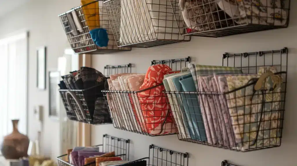 Wire Baskets on Wall Hooks