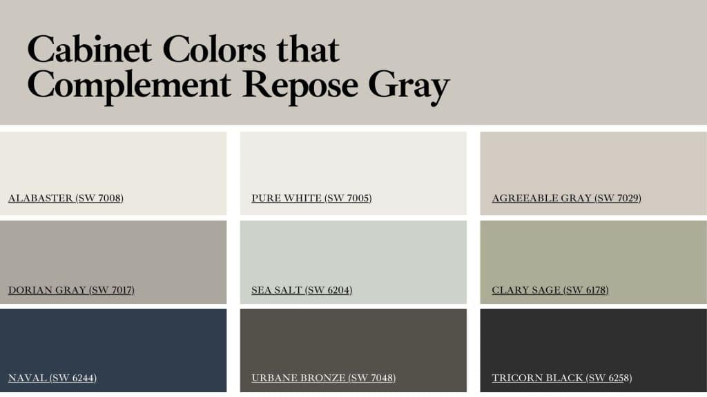 best cabinet color with repose gray walls