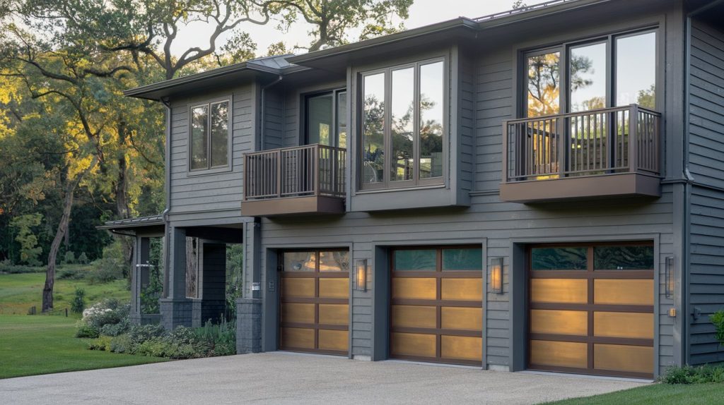 bronze metallic garage house