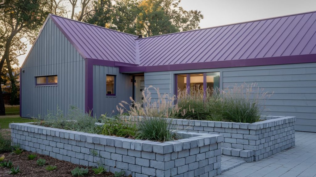 eggplant purple roofline house