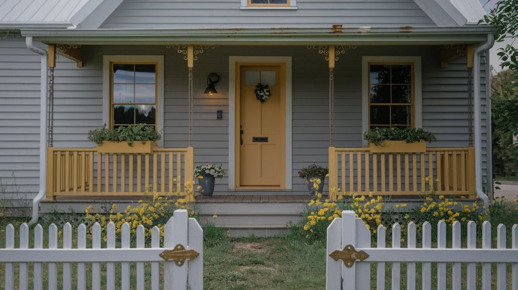 mustard yellow door house