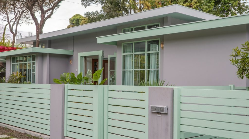 pale mint fence house