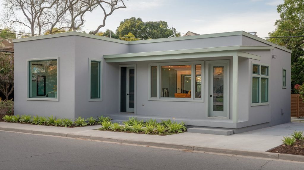 sage green trim house