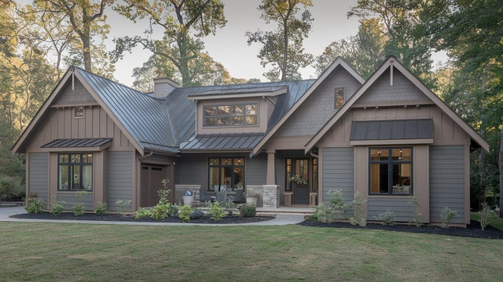 taupe trim shutters house