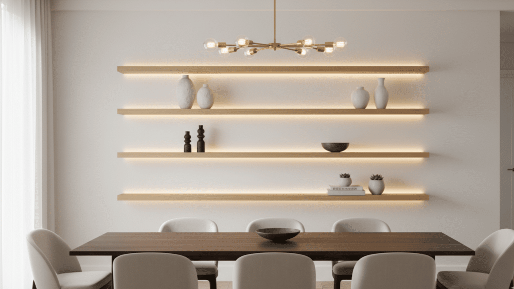Backlit Floating Wall Shelves