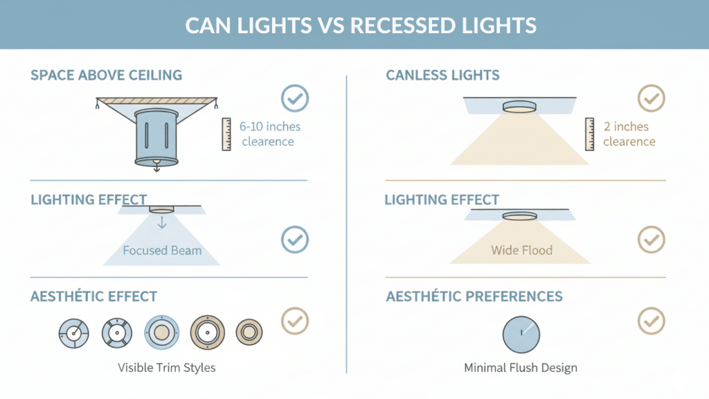 Considerations When Choosing Between Can and Recessed Lighting