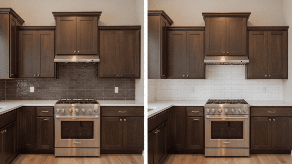 Dark Backsplash to Light Tile