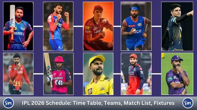 Cricketers in diverse team uniforms posing in a collage with varied backgrounds and lighting