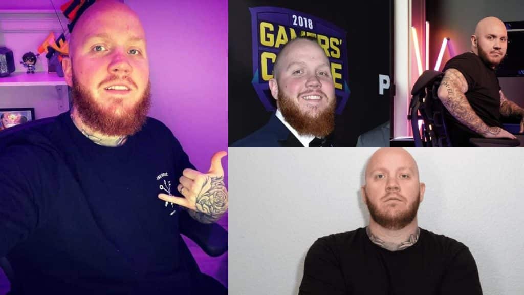 Collage of TimTheTatman in gaming setups and events, highlighting his streaming career and popularity linked to TimTheTatman net worth