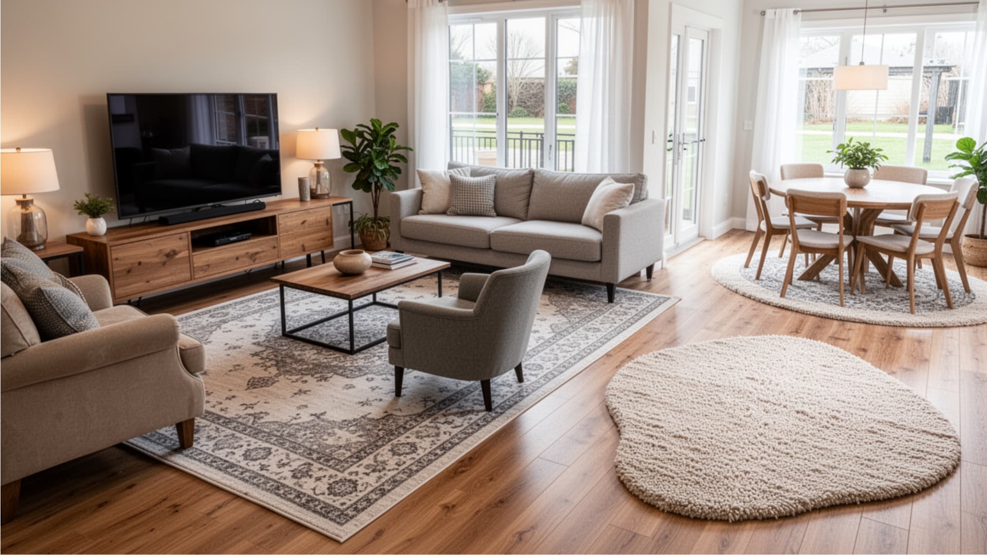 rugs-define-zones-long-rectangular-living-room-tv