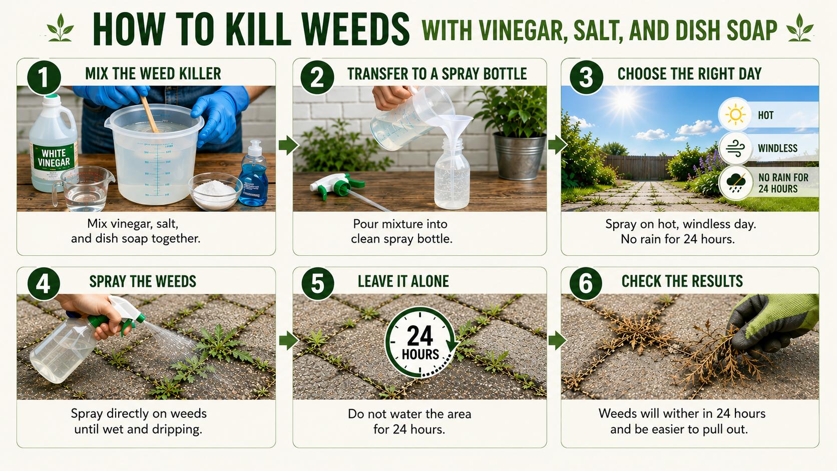 How to Kill Weeds with Vinegar, Salt, and Dish Soap