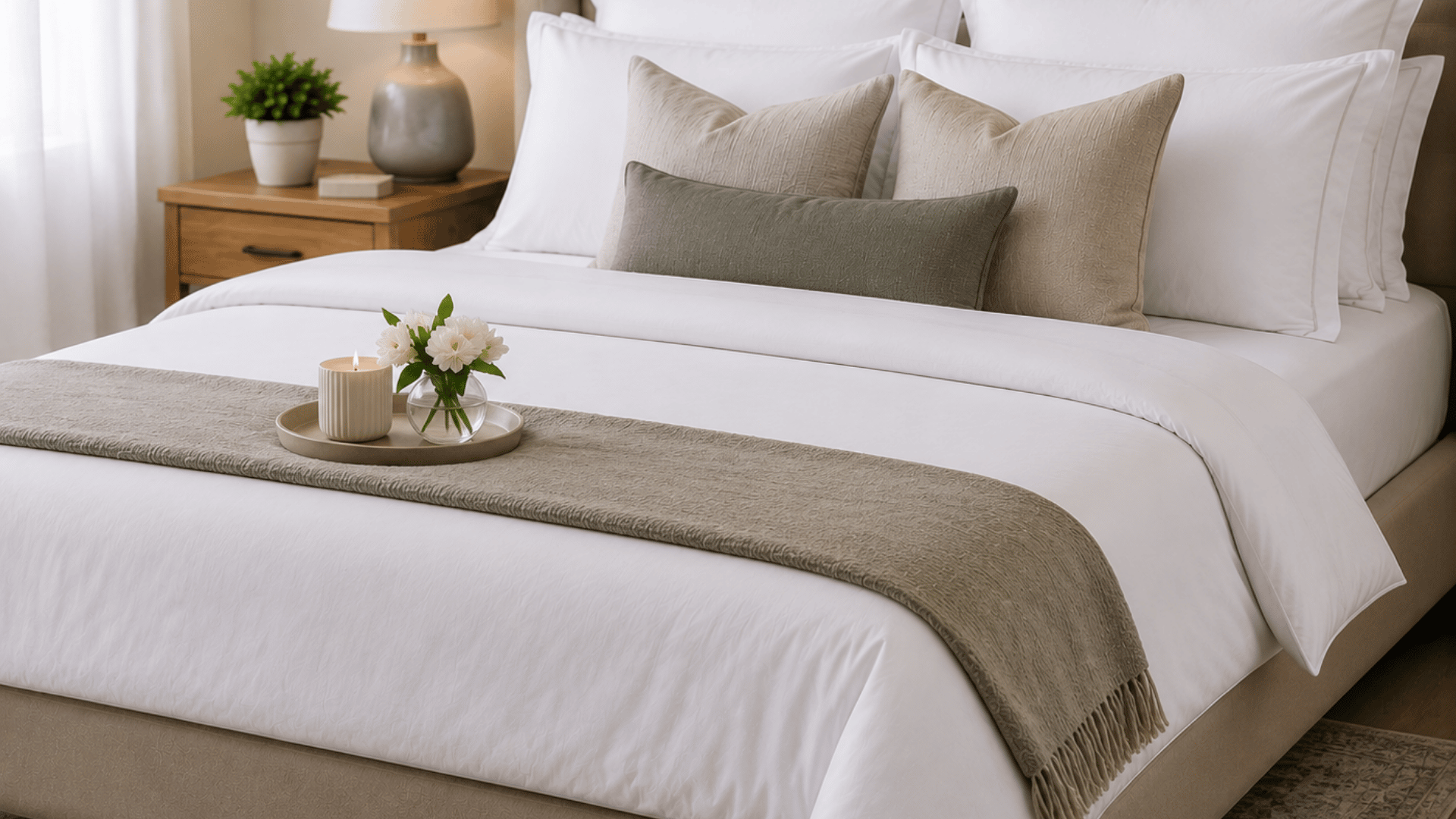 bed-with-neatly-folded-throw-at-the-foot-layered-duvet-and-pillows-and-small-decorative-elements-for-a-hotel-style-finish (1)