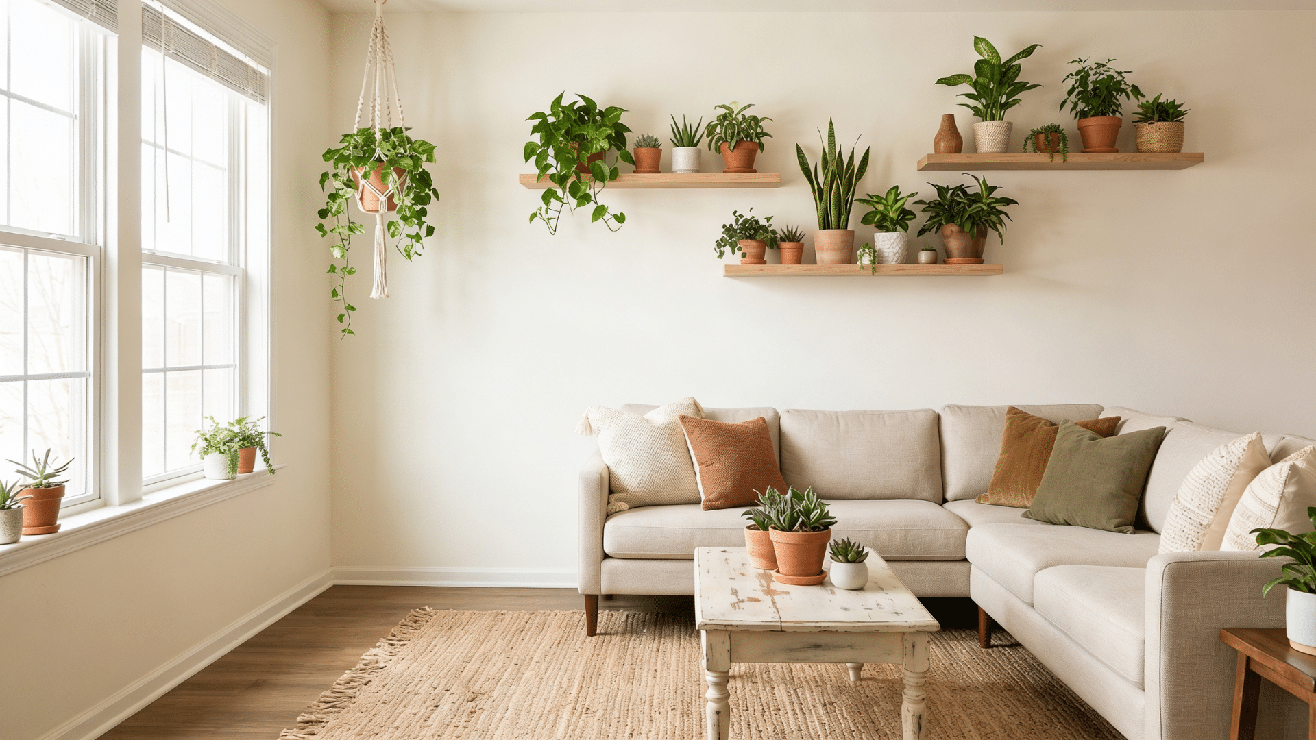 boho-living-room-with-multiple-potted-plants-on-the-floor-shelves-and-tables