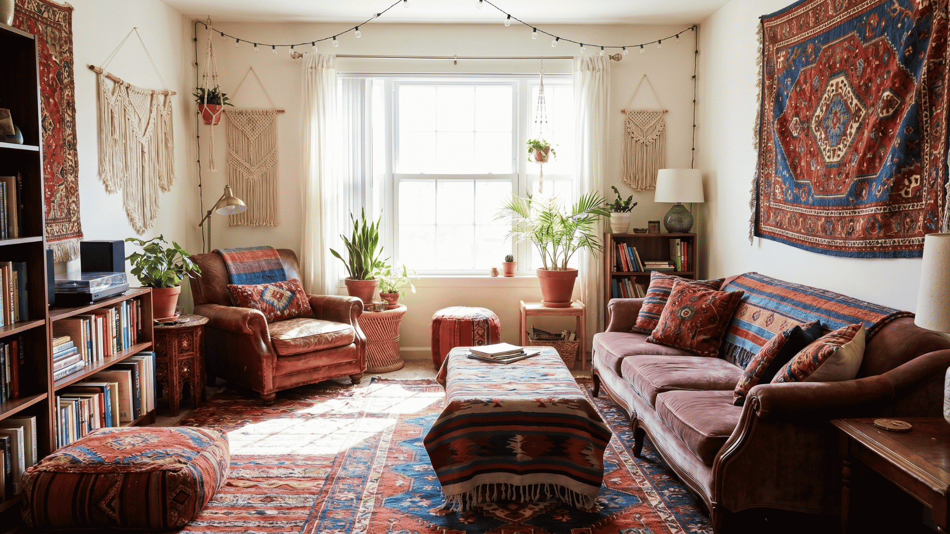living-room-with-a-bright-patterned-rug-low-seating-and-neutral-walls-top-down-view (1)