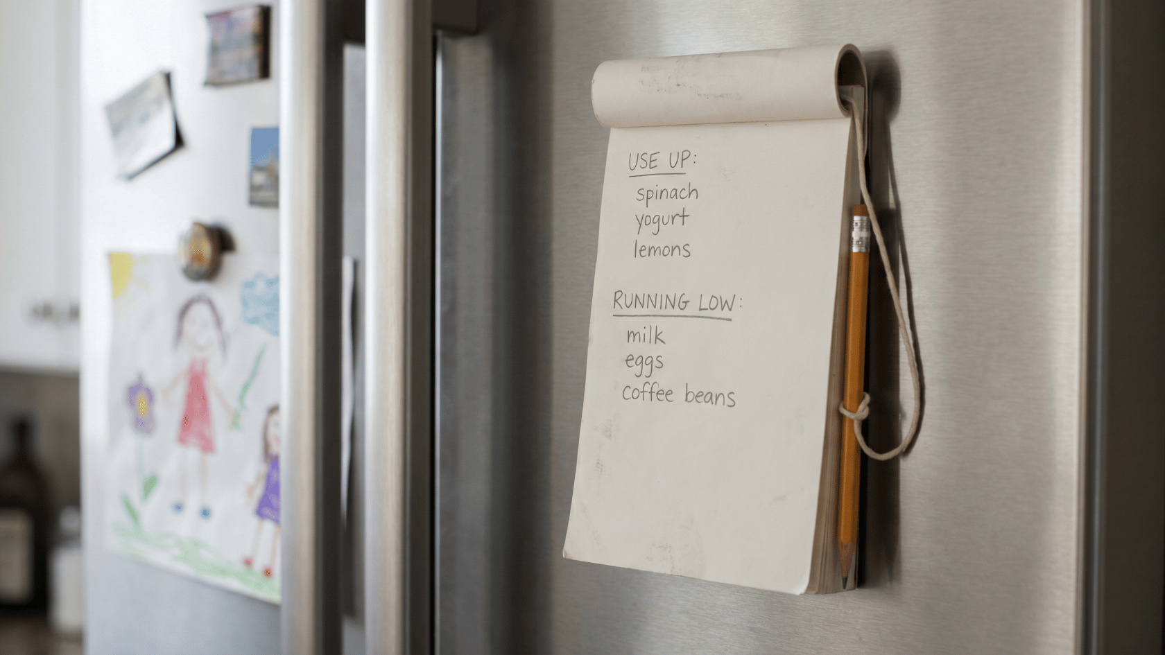 NNotepad on the Fridge Door