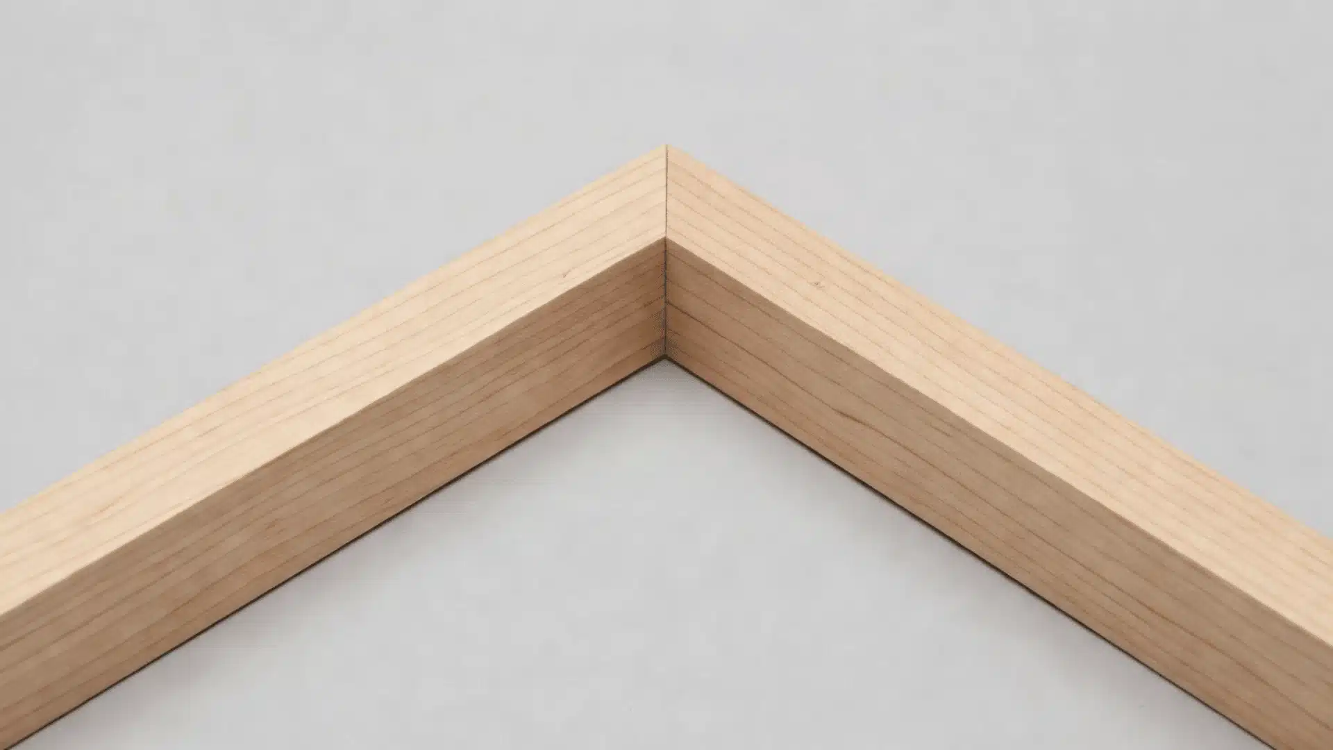 Two wood boards joined at a 45-degree mitered corner