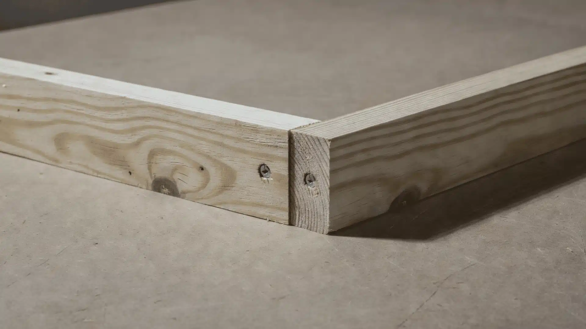 Two wooden boards joined together with screws in a basic butt joint