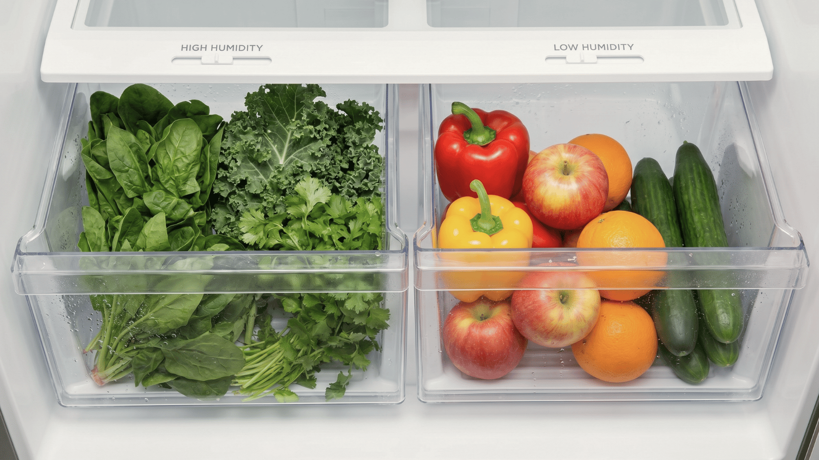 Two open crisper drawers